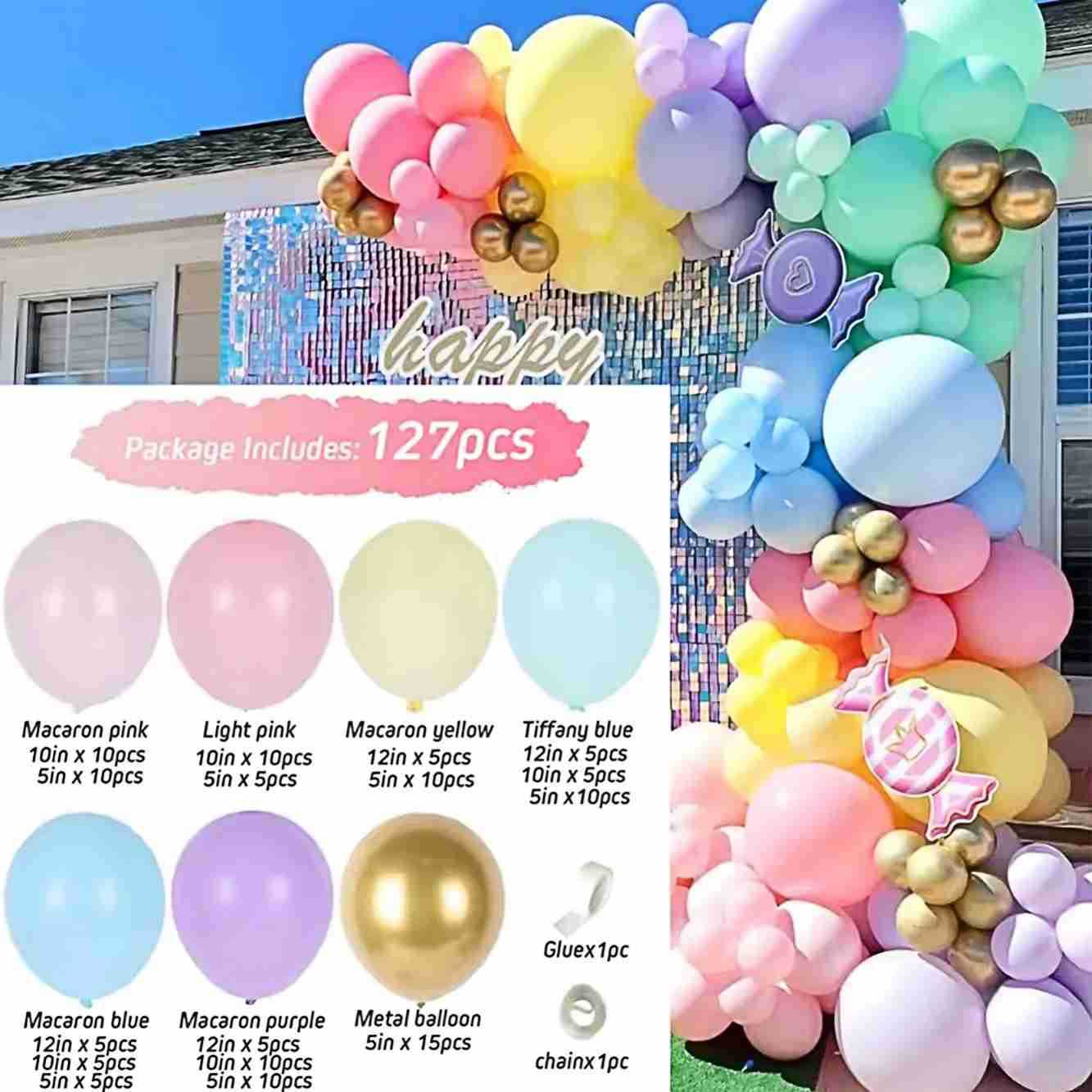 Colorful Latex Birthday Balloon Garland Arch Suit