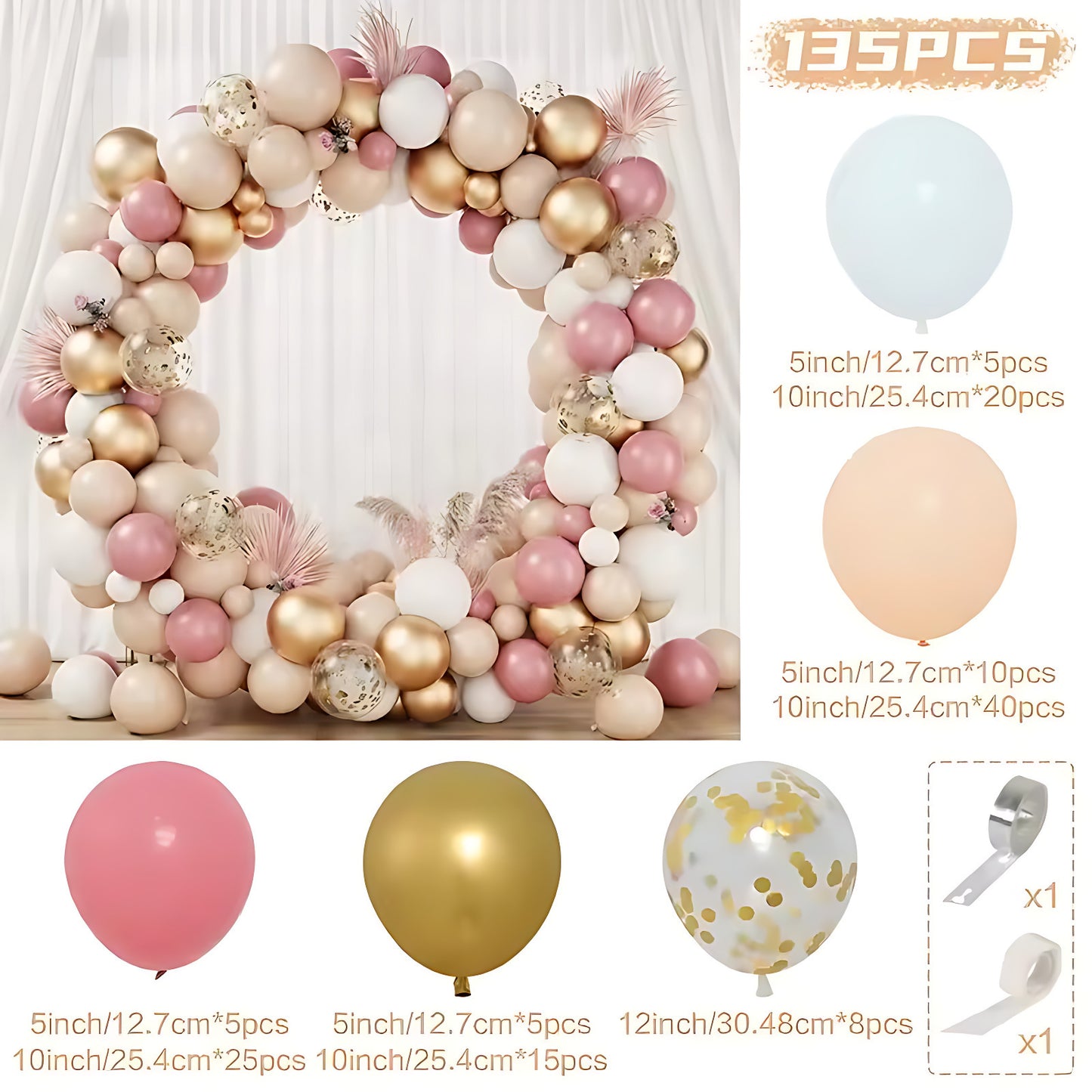 Colorful Latex Birthday Balloon Garland Arch Suit