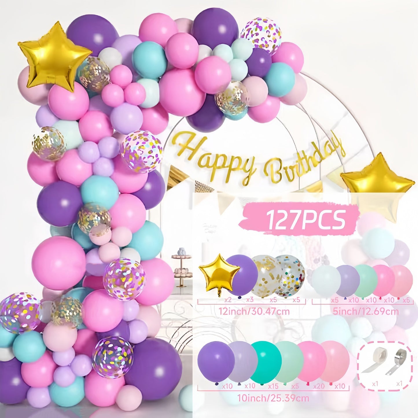 Colorful Latex Birthday Balloon Garland Arch Suit