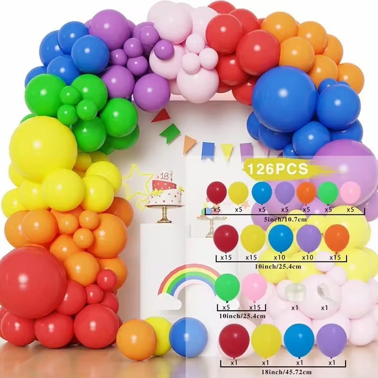 Colorful Latex Birthday Balloon Garland Arch Suit