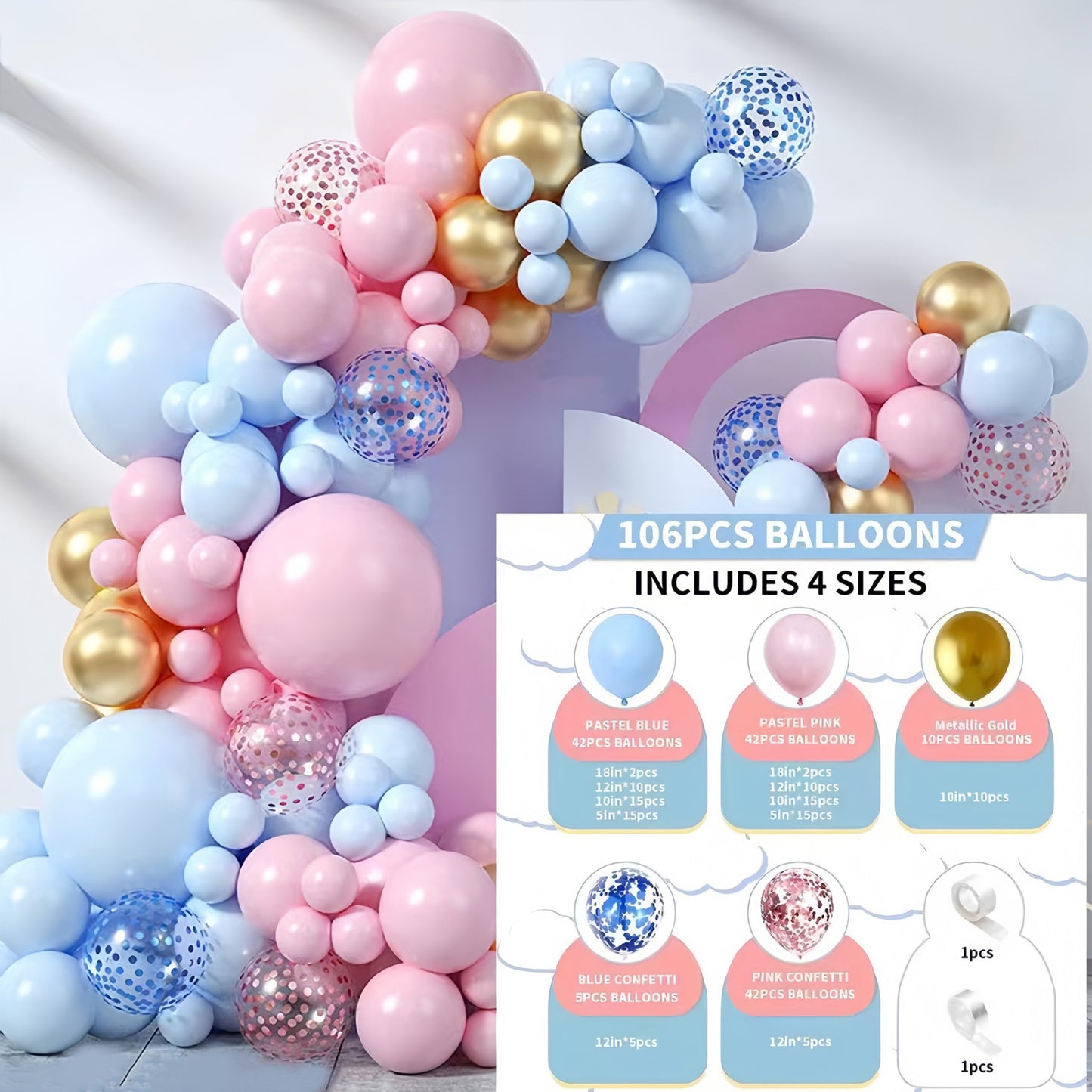 Colorful Latex Birthday Balloon Garland Arch Suit